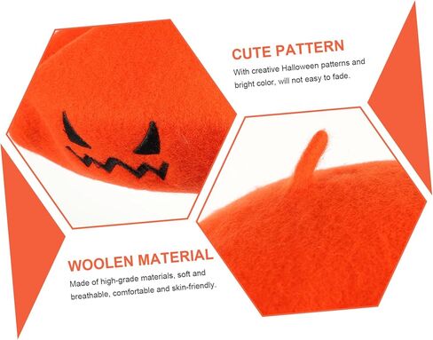 Halloween Pumpkin Beret Hat Cozy Durable Design for Parties Travel Accessory for Halloween Events Cosplay Bright Decoration in Kuwait