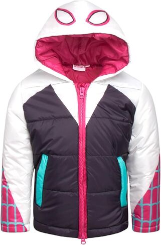 Marvel Boys' Puffer Jacket - Spiderman, Miles, and Spider Gwen Quilted Zip Up Insulated Hooded Winter Jacket for Boys (2T-7) in Saudi Arabia