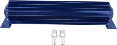 Transmission Oil Cooler Dual Channel Aluminum Finned Anodized Dual Pass Transmission Heat Sink Universal Fit for Car Truck 12in Size with Two 1/4in NPT Fittings (Black) in Saudi Arabia