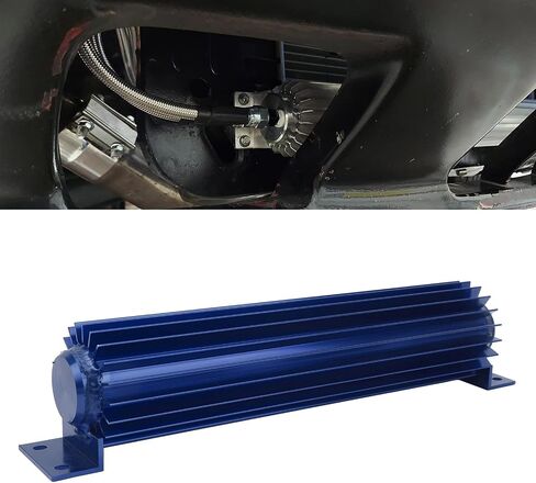 Transmission Oil Cooler Dual Channel Aluminum Finned Anodized Dual Pass Transmission Heat Sink Universal Fit for Car Truck 12in Size with Two 1/4in NPT Fittings (Black) in Saudi Arabia