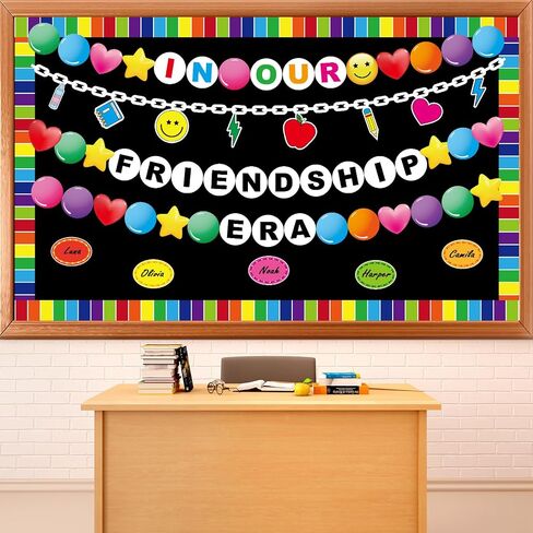 party greeting Friendship Bracelet Bulletin Board in Our Friendship ERA Theme Classroom Decoration Back to School Colorful Bracelet DIY Paper Cutouts for School Chalkboard Wall Decor Supplies in Saudi Arabia