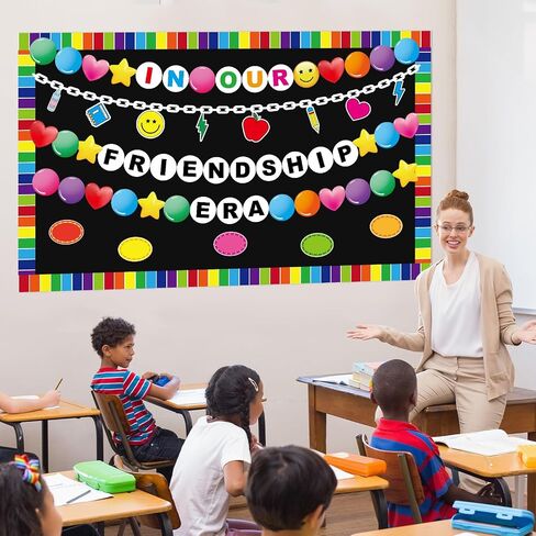 party greeting Friendship Bracelet Bulletin Board in Our Friendship ERA Theme Classroom Decoration Back to School Colorful Bracelet DIY Paper Cutouts for School Chalkboard Wall Decor Supplies in Saudi Arabia