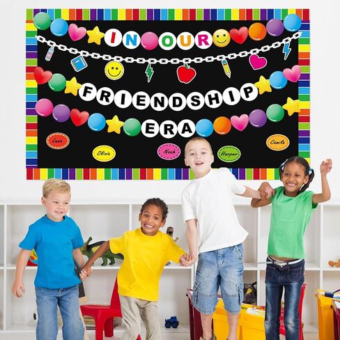 party greeting Friendship Bracelet Bulletin Board in Our Friendship ERA Theme Classroom Decoration Back to School Colorful Bracelet DIY Paper Cutouts for School Chalkboard Wall Decor Supplies in Saudi Arabia