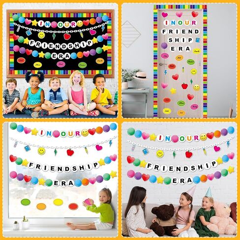 party greeting Friendship Bracelet Bulletin Board in Our Friendship ERA Theme Classroom Decoration Back to School Colorful Bracelet DIY Paper Cutouts for School Chalkboard Wall Decor Supplies in Saudi Arabia