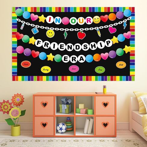 party greeting Friendship Bracelet Bulletin Board in Our Friendship ERA Theme Classroom Decoration Back to School Colorful Bracelet DIY Paper Cutouts for School Chalkboard Wall Decor Supplies in Saudi Arabia