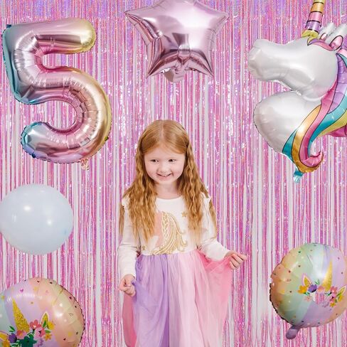 Melsan Pink Tinsel Curtain Valentine Day Party Decorations - 3.2ft X 8ft Foil Fringe Backdrop Party Decorations for Girls Birthday Princess Euphoria Theme Party Backdrop - 4 Packs in Kuwait