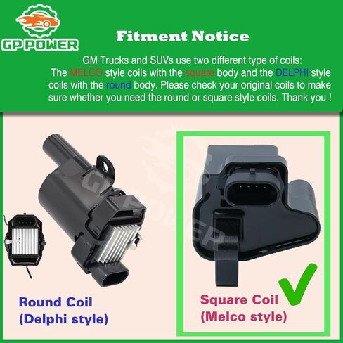 Set of 8 Square Ignition Coil Compatible with Cadillac Chevy GMC Escalade Avalanche Silverado Suburban Tahoe Topkick Savanna Sierra Yukon 4.8L 5.3L 6.0L 8.1L UF271 D581 in Saudi Arabia