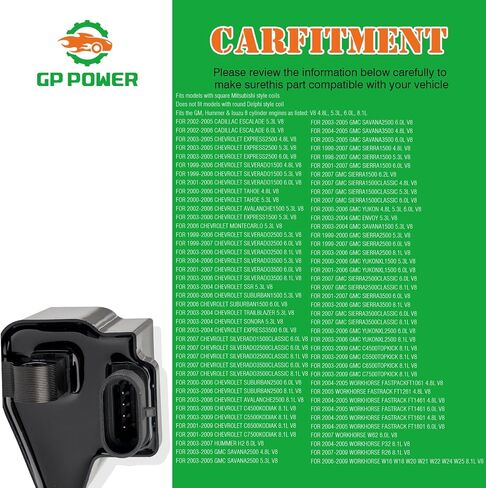 Set of 8 Square Ignition Coil Compatible with Cadillac Chevy GMC Escalade Avalanche Silverado Suburban Tahoe Topkick Savanna Sierra Yukon 4.8L 5.3L 6.0L 8.1L UF271 D581 in Saudi Arabia