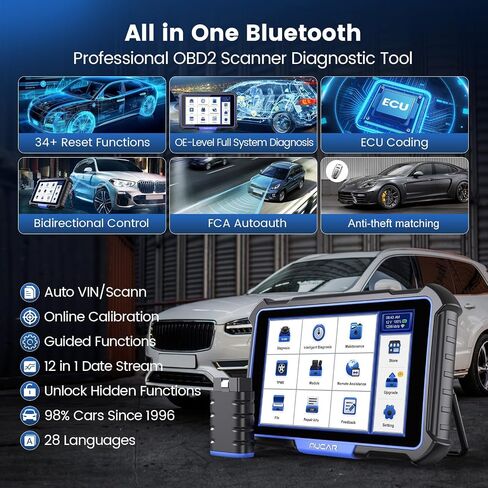 أداة تشخيص Mucar Vo8 OBD2 مع تحديث مجاني مدى الحياة ، أداة فحص ثنائية الاتجاه الكاملة مع 34+ خدمة إعادة ضبط ، وترميز ECU ، واختبار نشط 3000 ، وتوازن الطاقة ، والعمود المرفقي ، FCA SGW in Kuwait