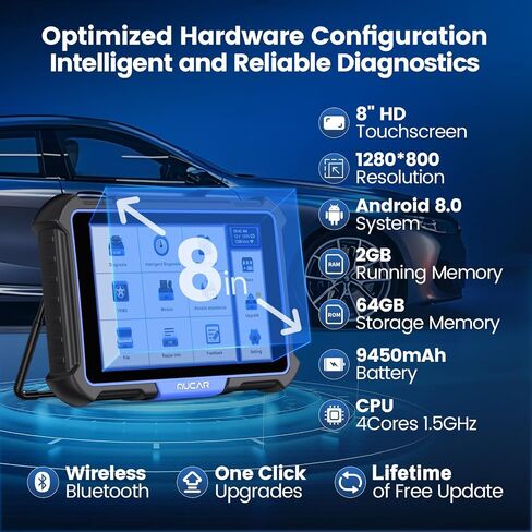أداة تشخيص Mucar Vo8 OBD2 مع تحديث مجاني مدى الحياة ، أداة فحص ثنائية الاتجاه الكاملة مع 34+ خدمة إعادة ضبط ، وترميز ECU ، واختبار نشط 3000 ، وتوازن الطاقة ، والعمود المرفقي ، FCA SGW in Kuwait