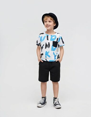 Size 6-12 Years Boys Summer Fall Outfits Set 2PCS Short Sleeve T-Shirt & Shorts Sets Teen Fashion Clothing Sets in Saudi Arabia