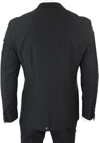 Mens 3 Piece Black Classic Satin Tuxedo Dinner Suit Tailored Fit Wedding Prom in Saudi Arabia