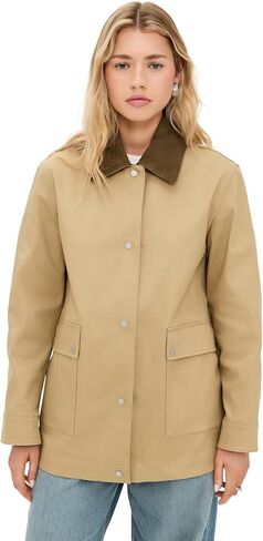 Vince Women's Suede Collar Utility Snap Front Jacket in Saudi Arabia