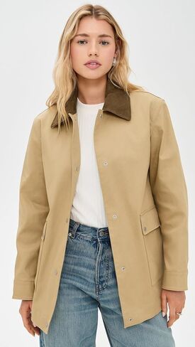 Vince Women's Suede Collar Utility Snap Front Jacket in Saudi Arabia