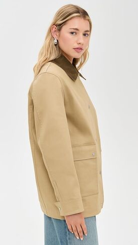 Vince Women's Suede Collar Utility Snap Front Jacket in Saudi Arabia