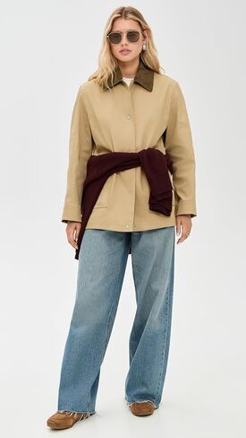 Vince Women's Suede Collar Utility Snap Front Jacket in Saudi Arabia