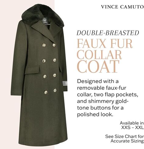 Vince Camuto Winter Coats - Women Double-Breasted Faux Collar Wool Womens Jacket in Saudi Arabia
