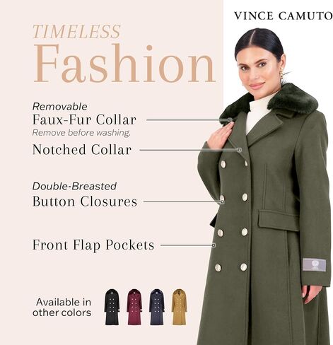 Vince Camuto Winter Coats - Women Double-Breasted Faux Collar Wool Womens Jacket in Saudi Arabia