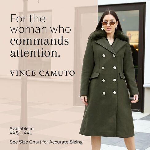 Vince Camuto Winter Coats - Women Double-Breasted Faux Collar Wool Womens Jacket in Saudi Arabia