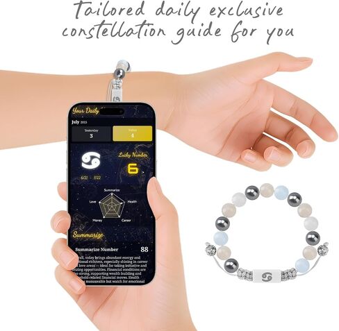 NFC Zodiac Bracelet Aries with Real-Time Daily Horoscope - Personalized Astrology Birthstone Jewelry, Adjustable Knot Design for All 12 Zodiac Signs, Spiritual Gift for Women & Men in Saudi Arabia