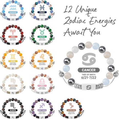 NFC Zodiac Bracelet Aries with Real-Time Daily Horoscope - Personalized Astrology Birthstone Jewelry, Adjustable Knot Design for All 12 Zodiac Signs, Spiritual Gift for Women & Men in Saudi Arabia