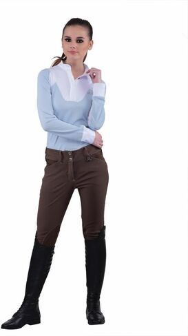 Equine Couture Ladies Sportif Natasha Knee Patch Breeches with Free Assorted Striped Socks in Saudi Arabia