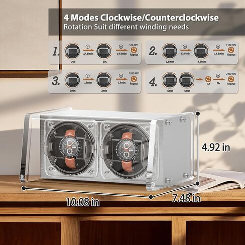 Watch Winder for Automatic Watches - Watch Winder Box with Quiet Motor 4 Rotation Mode Setting in Kuwait
