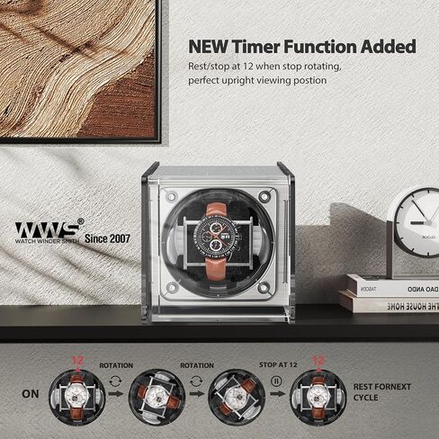 Watch Winder for Automatic Watches - Watch Winder Box with Quiet Motor 4 Rotation Mode Setting in Kuwait