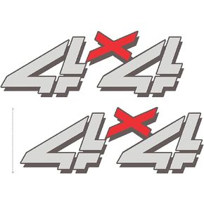 Pair Set 4x4 Decal Vinyl Die-Cut Stickers Suitable for 1999-2006 Silverado 1500HD 2500 HD Bed Side (Gray Red) in Kuwait
