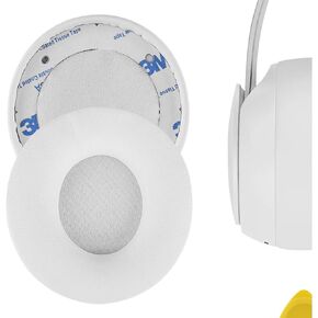 Geekria QuickFit Replacement Ear Pads for Beats Solo Pro (A1881) Headphones Ear Cushions, Headset Earpads, Ear Cups Cover Repair Parts (Ivory)