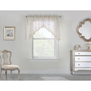 Loft Living Garcia Embroidered Sheer Swag with Scallop Detail 80" x 36" in White