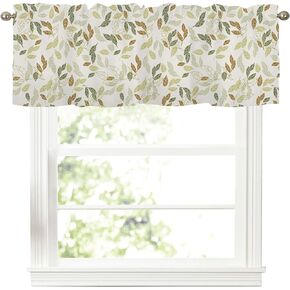 Spring Summer Eucalyptus Leaves Kithen Curtains Valances for Windows Sage Green Leaf Plant Window Valance Farmhouse Small Rod Pocket Curtain for Living Room Bathroom Bedroom Decor 54x18 Inch