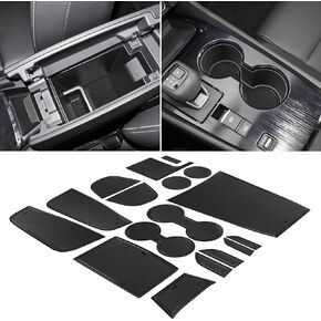 بطانات SENSHINE مخصصة لملحقات Nissan Rogue 2021 2022 2023 2024 حامل كأس إدراج بطانة وحدة التحكم المركزية جيب الباب غير قابل للانزلاق ومضاد للغبار مجموعة داخلية ممتازة 17 قطعة (زخرفة زرقاء)