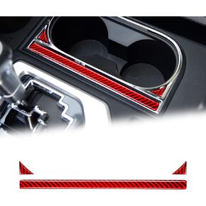 Compatible with Carbon Fiber Center Control Water Cup Holder Strip Trim Cover Decoration Sticker for Toyota Tundra 2014 2015 2016 2017 2018 (3PCS Red)