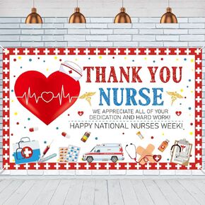 Nurse Appreciation Week Decorations Thank You Nurses Backdrop Banner Large Thank You Nurses Party Background Banner for National Nurses Week Nursing Graduation Party Decor Supplies