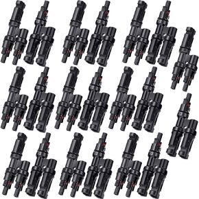 10 Pairs Solar Branch Connectors Y Connector Waterproof Solar Panel Connector Solar Wind Power Parts and Accessories for Parallel Connection Between Solar Panels