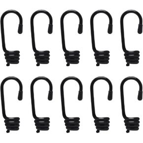 Hysagtek 10 X 8mm Plastic-Coated Bungee Shock Cord Hook Spiral Wire Hooks End for Elastic Rope Strapping Tape (Without Bungee Cords)