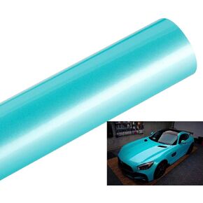 HOHOFILM Gloss Metallic Vinyl Wrap for Car Decal Sticker with Air Bubble Release Strectchable Auto Foil for Car Van Bike,Sea Blue,12"x60"