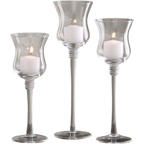 مجموعة حامل شموع من بيدرمان آند سونز للشموع الصغيرة والناخبين، 3 أحجام، شفافة، 3 قطع in Kuwait