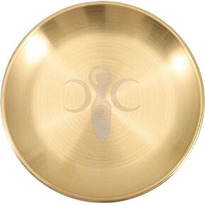 Cabilock Altar Plate Candle Holder Astrology Candlestick Decorative Candle Stand Pillar Candles Tealight Tray for Home Witchcraft Altar Supplies 14cm Golden