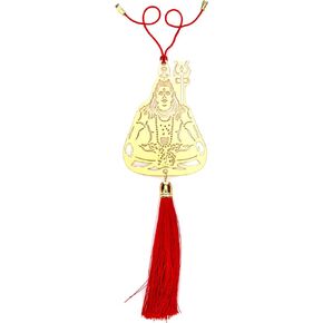 Handcrafted Shiva/Shivji/Mahadev/Bholenath Rear View Mirror Car Hanging Ornament/Car Pendant/Amulet for car, Perfect Car Charm/Accessories for Car Décor in Brass. Divinive Blessings and