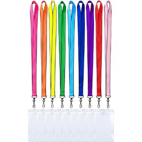 9 PCS Lanyard with Waterproof ID Badge Holder，Colorful Durable Cruise Lanyard with Thicken Card case for Teachers, Office, Conferences, Carnival or Event (Multi 9 Color, 9PCS)