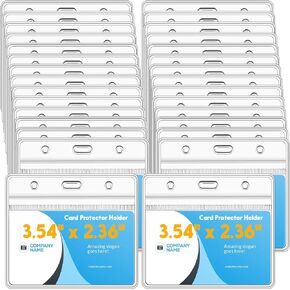 300 Pieces Clear Plastic Horizontal Name Badge ID Card Holders Horizontal Name Badge ID Card Holders with Waterproof Resealable Zip Transparent PVC Sleeve Cover for Office School(Horizontal)