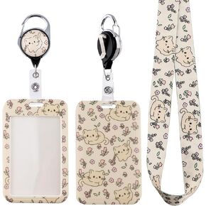 Lanyard for ID Badge & Keys Badge Holder Lanyard & Retractable Badge Reel Clip Cute Keychain Lanyard for Women Girls Teachers Aesthetic Preppy Key Card School Lanyard ID Holder(Mushroom)
