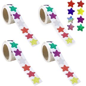 2000 قطعة 4 لفات 1 بوصة/2.54 سم ملصقات نجوم ذاتية اللصق لمخططات المكافآت، ملصقات نجوم من رقائق معدنية ملصقات حافزة ملصقات نجوم لامعة للأطفال والمعلمين والمكاتب المدرسية in Kuwait