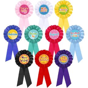 20 Pcs Motivational Rosette Award Ribbons Set Inspirational Award Ribbon Satin Prize Ribbons Honorable Recognition Ribbons Badge for Student Kids Winner Classroom Competition School, 10 Designs