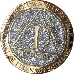 1 Year AA Medallion Reflex Silver Glitter Gold Plated Color Chip