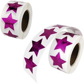 500 Pack Pink Star Stickers for Kids Reward Charts, Small Star Stickers, Metallic Glitter Foil Star Stickers for Teachers, Face (Pink, 500 Pack)