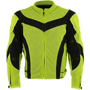 Xelement CF6019 Neon Green Textile Motorcycle Sport Jacket For Men with X Armor