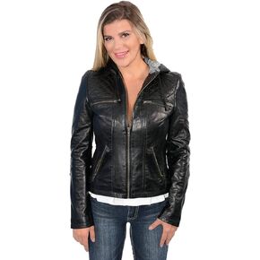 Milwaukee Leather Women's Premium Leather Casual Fashion Jackets with Hoodie SFL